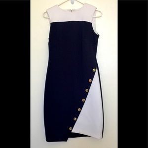 Navy blue/ white dress with gold buttons size 6